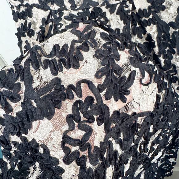 Anthropologie Yoana Baraschi Ribbon Lace Soutache Dress Black Nude Sheer Sexy 6 - Picture 9 of 16